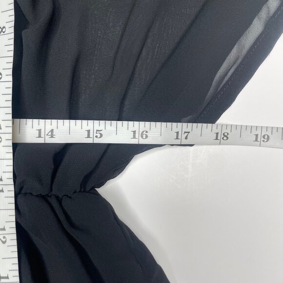 NWT Romwe Black Chiffon Lace Trim Deep V-Neck Tunic Mini Dress S Goth Cottage - Picture 6 of 10